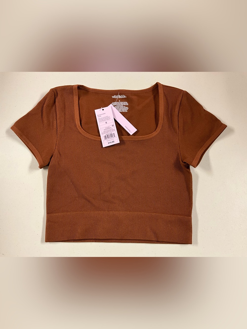 Wild Fable Women's Rust Ribbed Crop Top - Picture 7 of 8